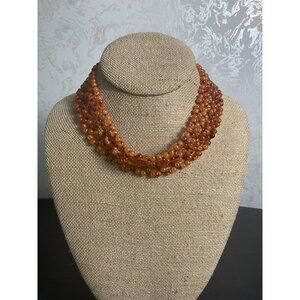 Vintage Multilayer Orange Beaded Necklace Boho Chic Style